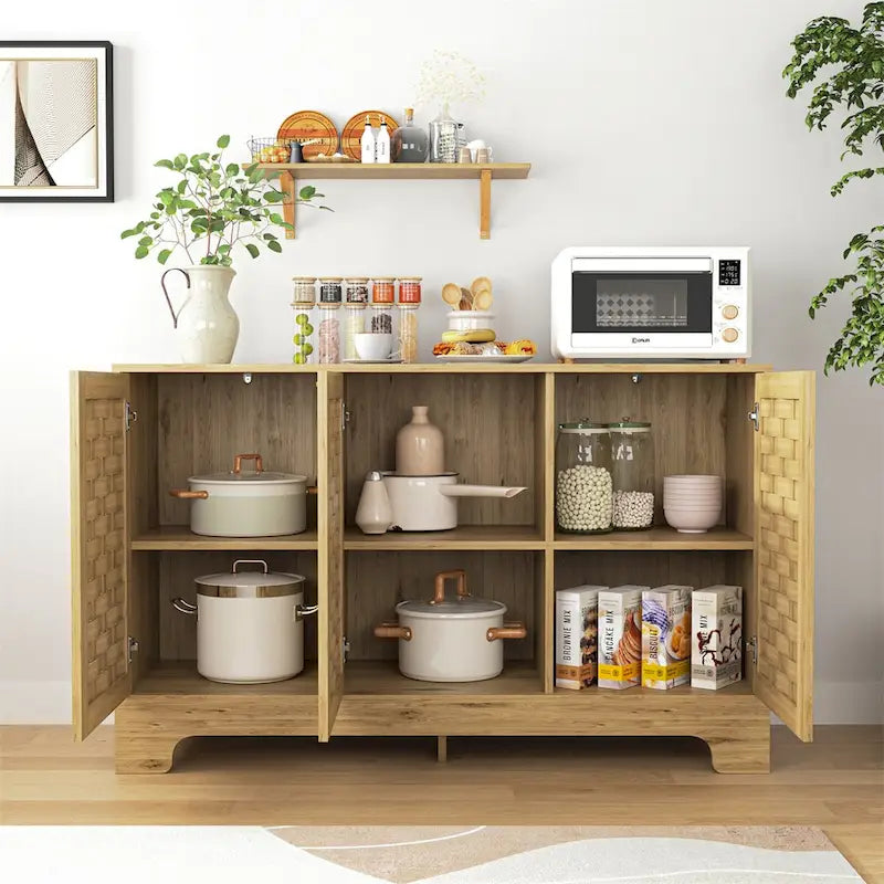 Armoire de rangement avec 3 portes, Buffet de rangement en bois