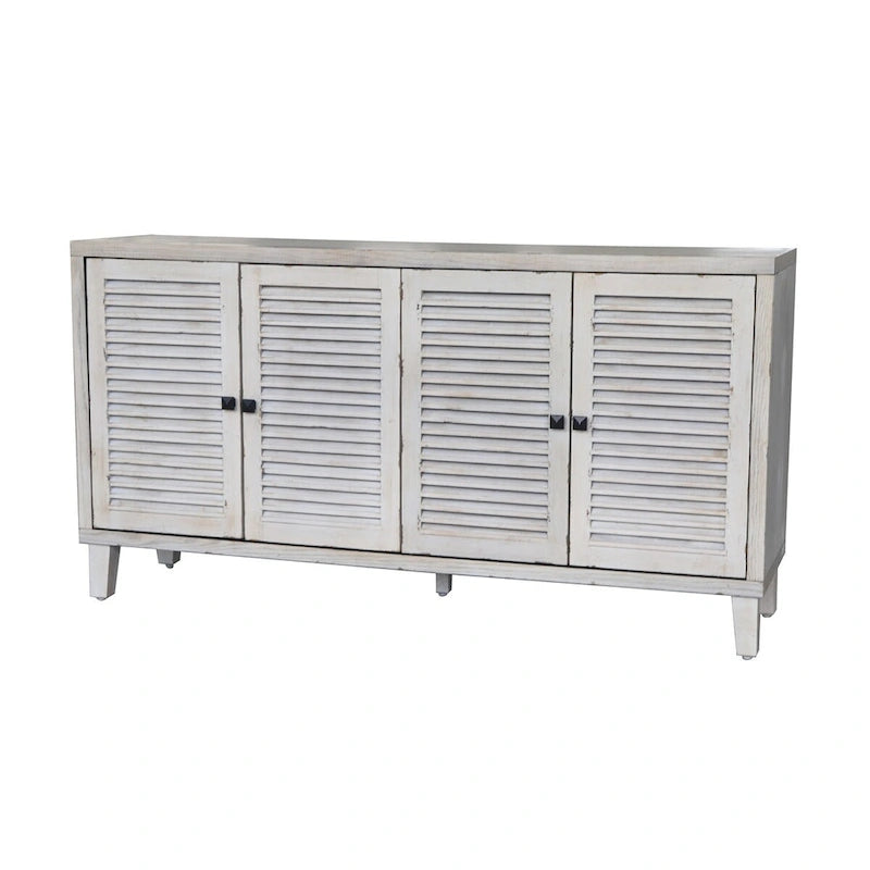 Meuble d'appoint 4 portes persiennes Buffet en bois