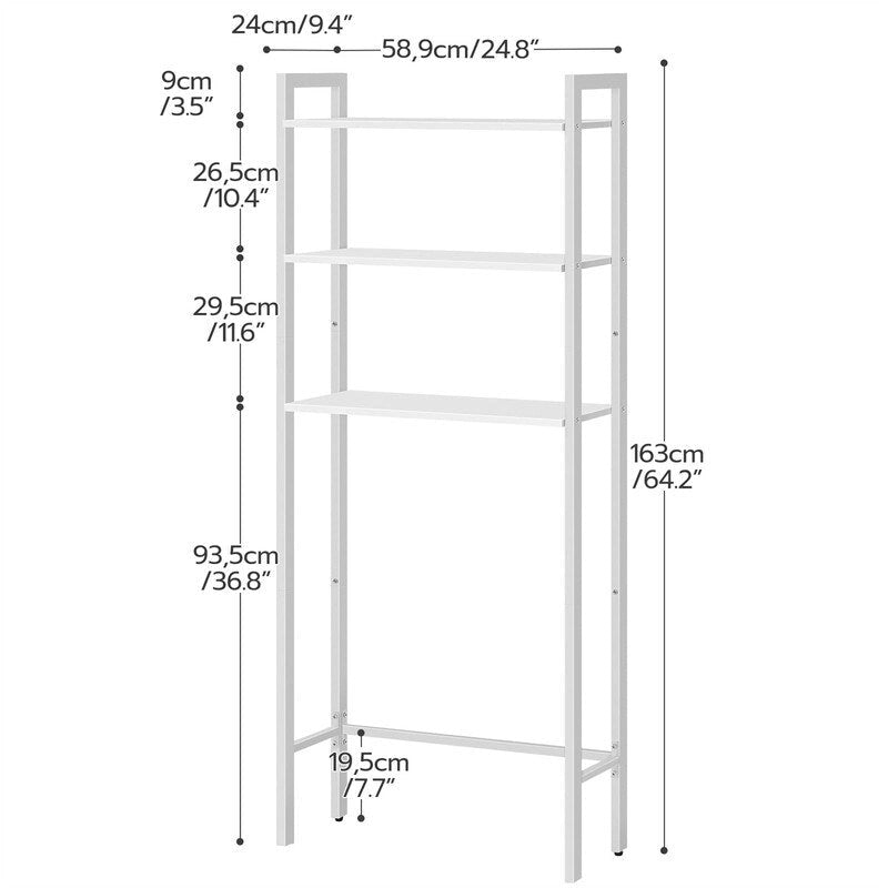 Meuble de rangement au-dessus des toilettes - 9,4P x 24,8L x 64,2H