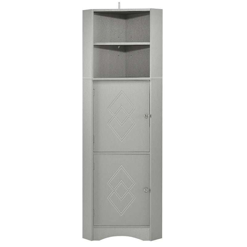 Rangement de salle de bain, Armoire d'angle haute avec 2 portes et 4 étagères