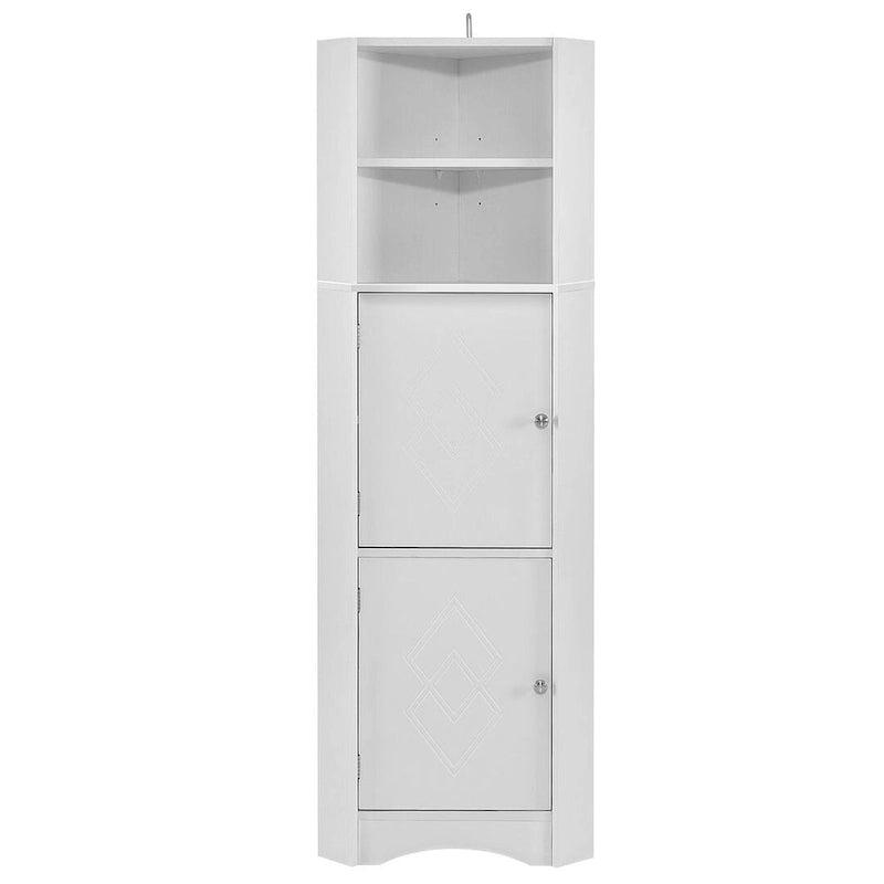 Rangement de salle de bain, Armoire d'angle haute avec 2 portes et 4 étagères
