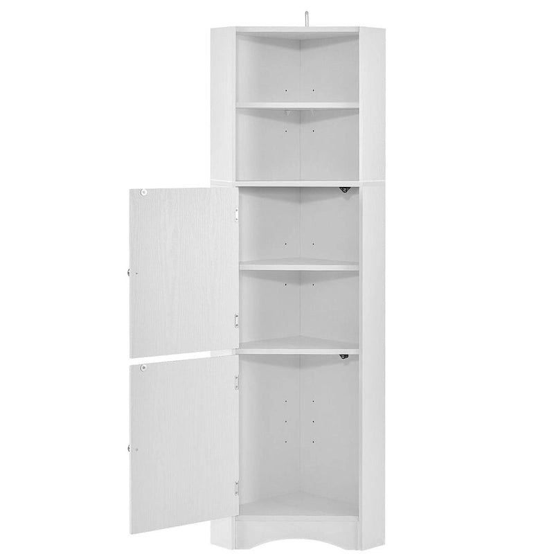 Rangement de salle de bain, Armoire d'angle haute avec 2 portes et 4 étagères