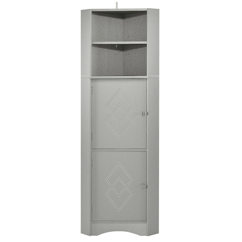 Rangement de salle de bain, Armoire d'angle haute avec 2 portes et 4 étagères