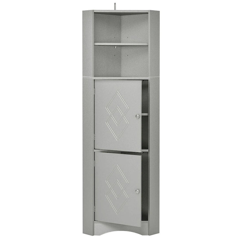 Rangement de salle de bain, Armoire d'angle haute avec 2 portes et 4 étagères