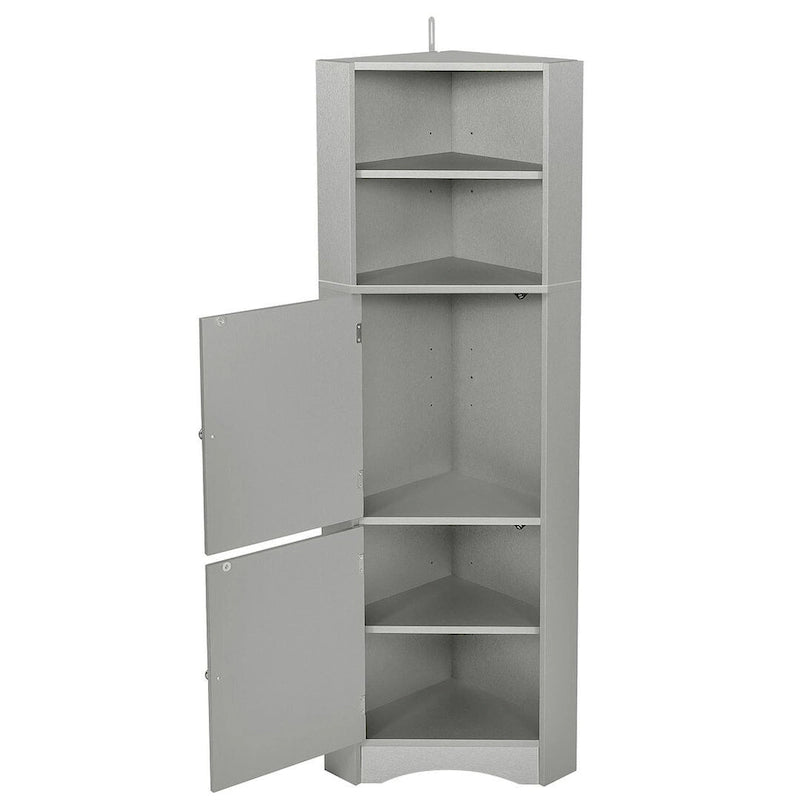 Rangement de salle de bain, Armoire d'angle haute avec 2 portes et 4 étagères