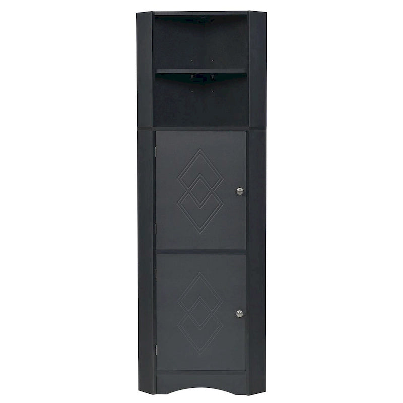 Rangement de salle de bain, Armoire d'angle haute avec 2 portes et 4 étagères