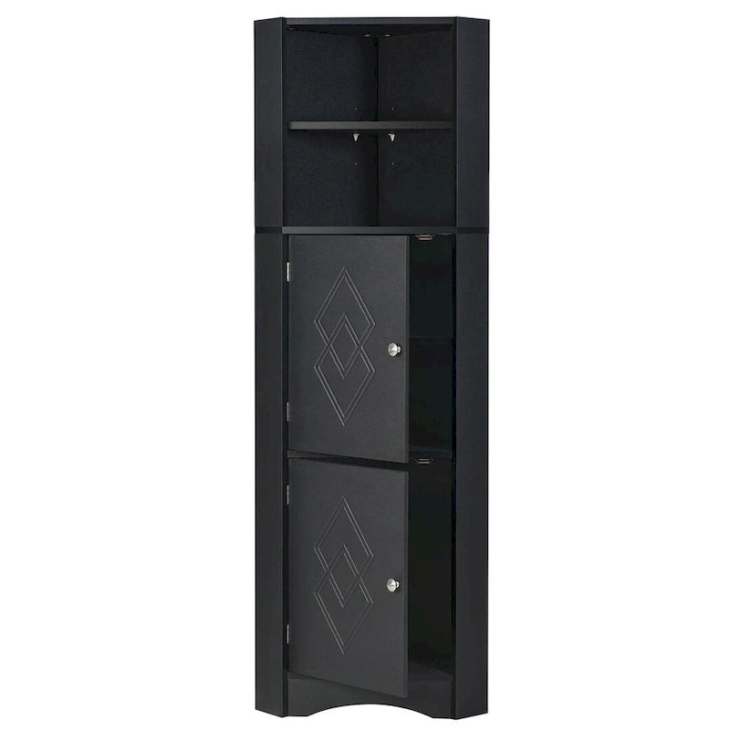 Rangement de salle de bain, Armoire d'angle haute avec 2 portes et 4 étagères