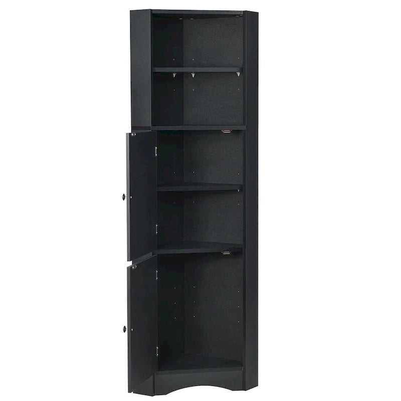 Rangement de salle de bain, Armoire d'angle haute avec 2 portes et 4 étagères