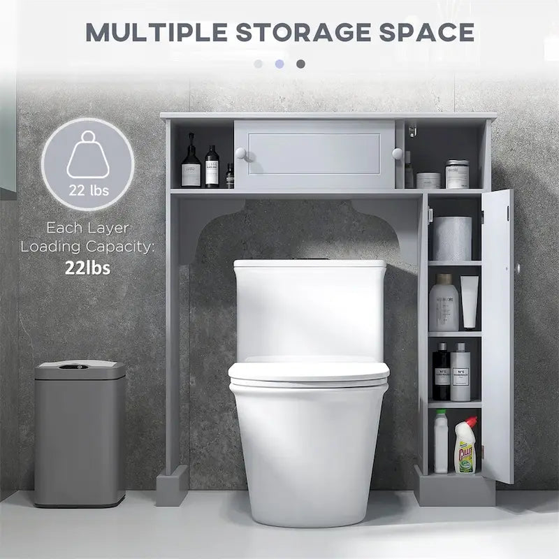 Meuble de rangement au-dessus des toilettes avec étagères réglables, Étagère de toilettes