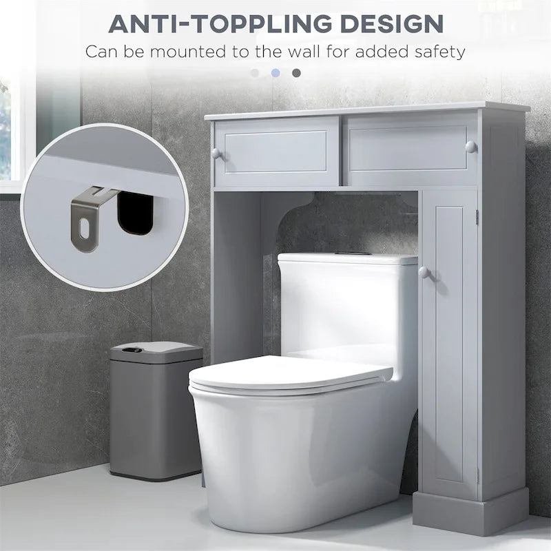 Meuble de rangement au-dessus des toilettes avec étagères réglables, Étagère de toilettes