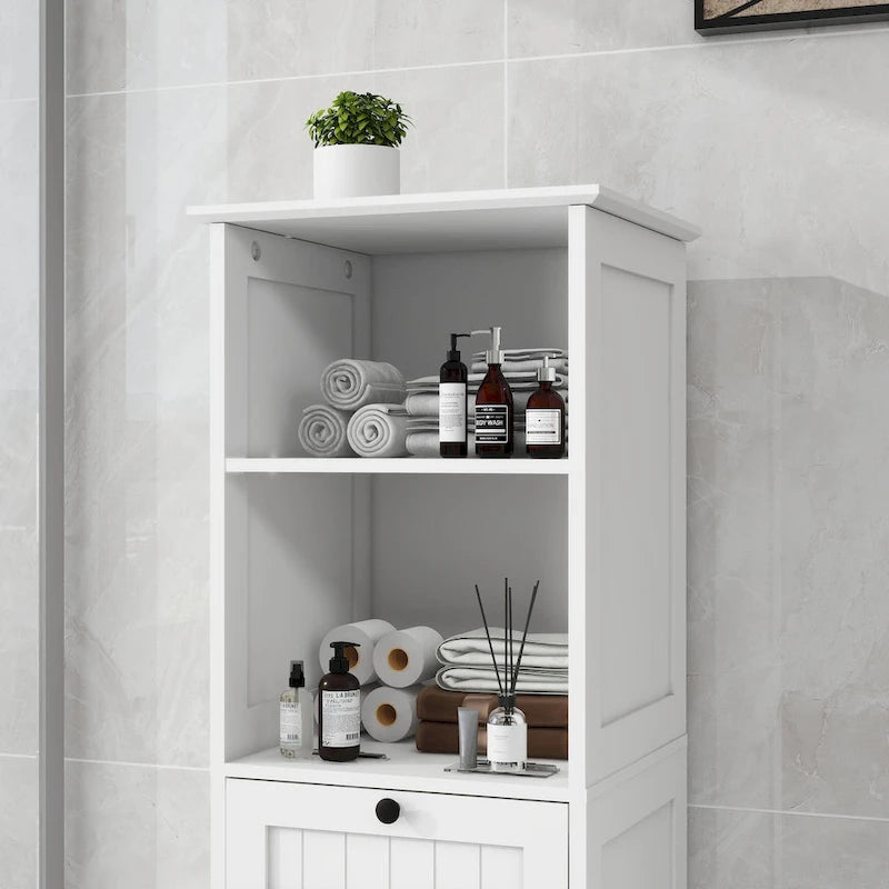 Meuble de tri pour linge avec bac basculant et un tiroir, 1 compartiment - Blanc