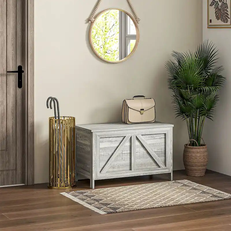 Coffre de rangement de ferme 30", organisateur à couvercle relevable avec charnière de sécurité, ouverture à 100° pour chambre, entrée, salon