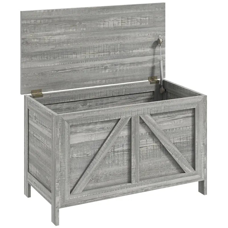 Coffre de rangement de ferme 30", organisateur à couvercle relevable avec charnière de sécurité, ouverture à 100° pour chambre, entrée, salon