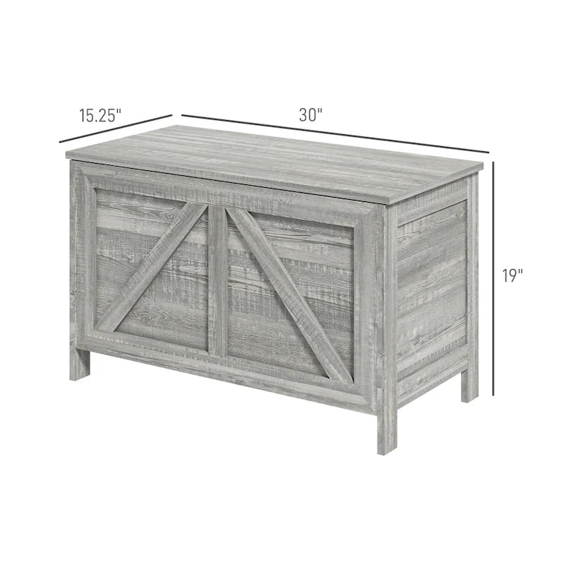 Coffre de rangement de ferme 30", organisateur à couvercle relevable avec charnière de sécurité, ouverture à 100° pour chambre, entrée, salon