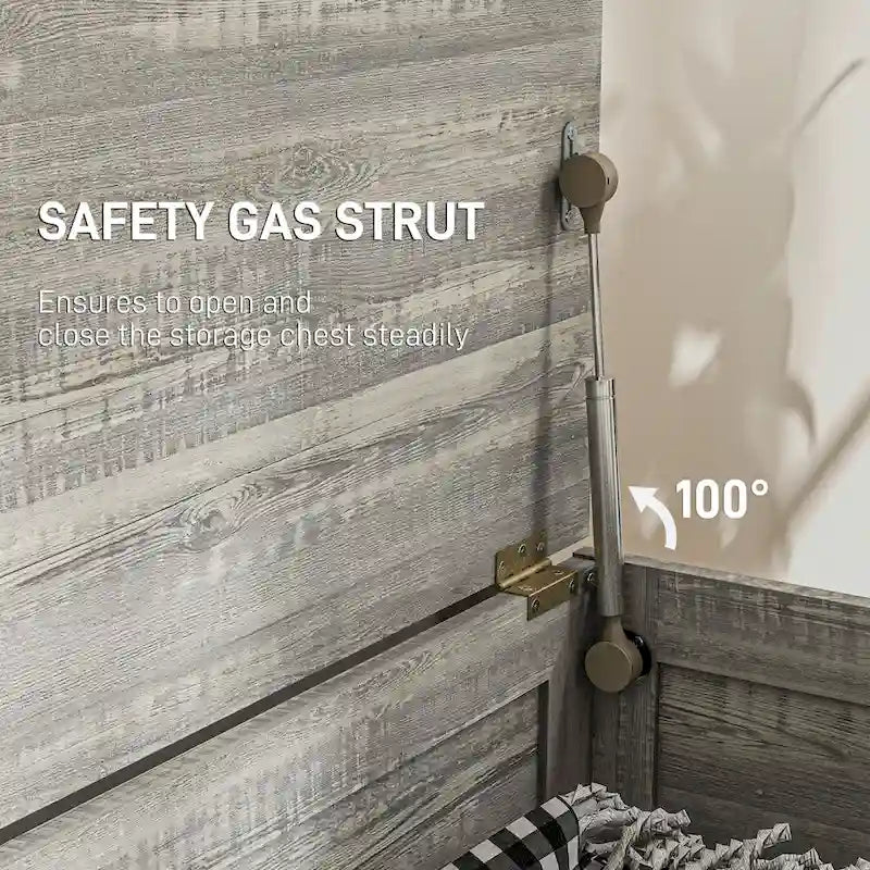Coffre de rangement de ferme 30", organisateur à couvercle relevable avec charnière de sécurité, ouverture à 100° pour chambre, entrée, salon