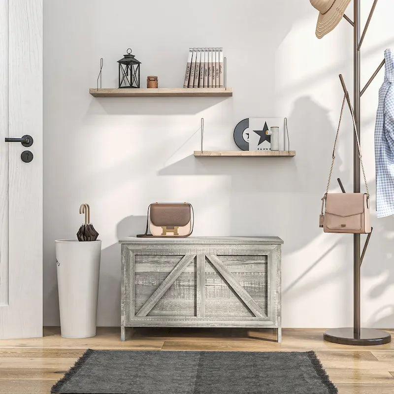 Coffre de rangement de ferme 30", organisateur à couvercle relevable avec charnière de sécurité, ouverture à 100° pour chambre, entrée, salon