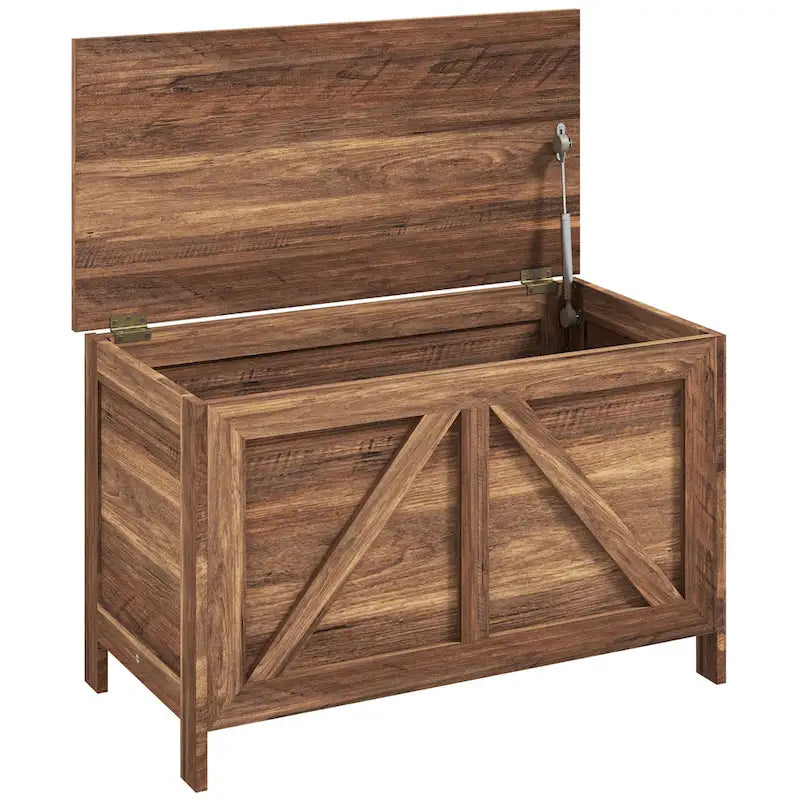Coffre de rangement de ferme 30", organisateur à couvercle relevable avec charnière de sécurité, ouverture à 100° pour chambre, entrée, salon