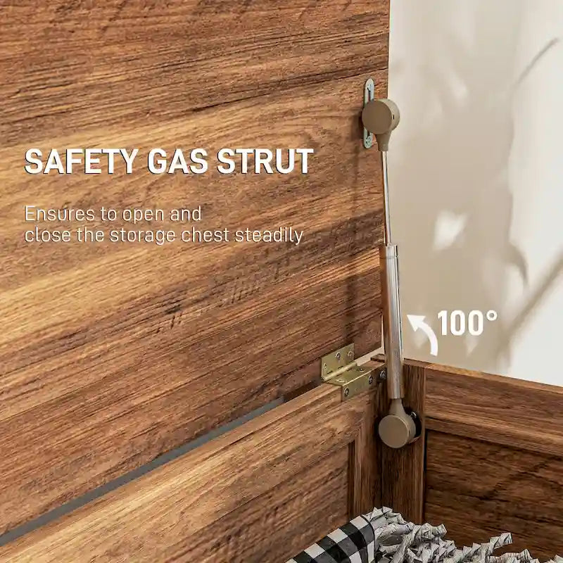 Coffre de rangement de ferme 30", organisateur à couvercle relevable avec charnière de sécurité, ouverture à 100° pour chambre, entrée, salon