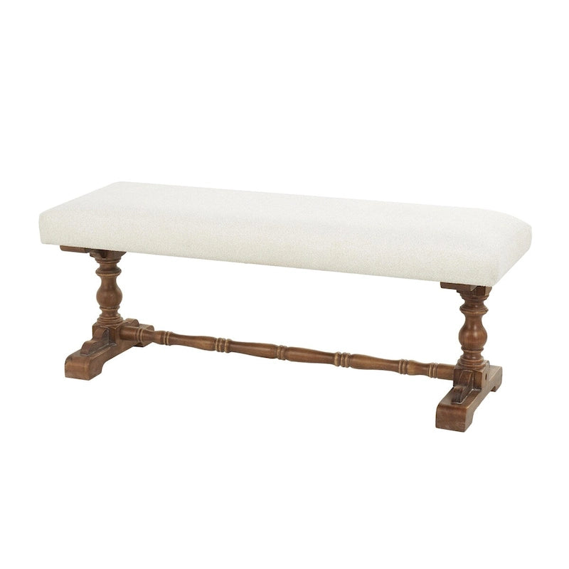 Banc d'intérieur en tissu avec pieds tournés marron - Crème