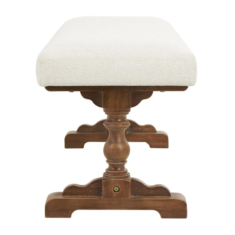 Banc d'intérieur en tissu avec pieds tournés marron - Crème