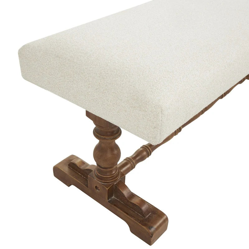 Banc d'intérieur en tissu avec pieds tournés marron - Crème