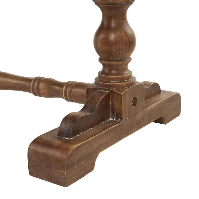 Banc d'intérieur en tissu avec pieds tournés marron - Crème