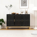 Meuble de rangement 3 portes à lignes sculptées, buffet avec étagère réglable, grand meuble d'appoint de rangement