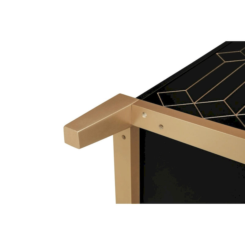 Meuble de rangement 3 portes à lignes sculptées, buffet avec étagère réglable, grand meuble d'appoint de rangement