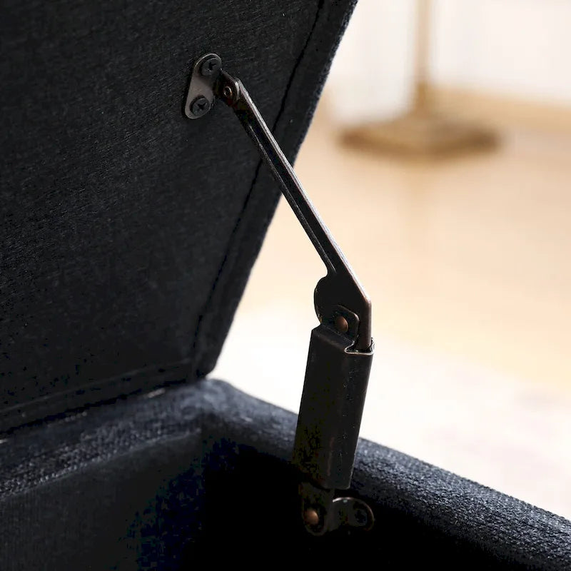 Banc de rangement Coffre de lit Banc d'entrée Banc ottoman de rangement 111 cm (L) x 46 cm (P) Banc en lin gris
