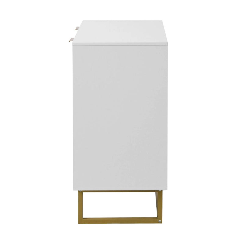 Meuble de rangement blanc et doré à 2 portes, buffet/bahut avec rangement