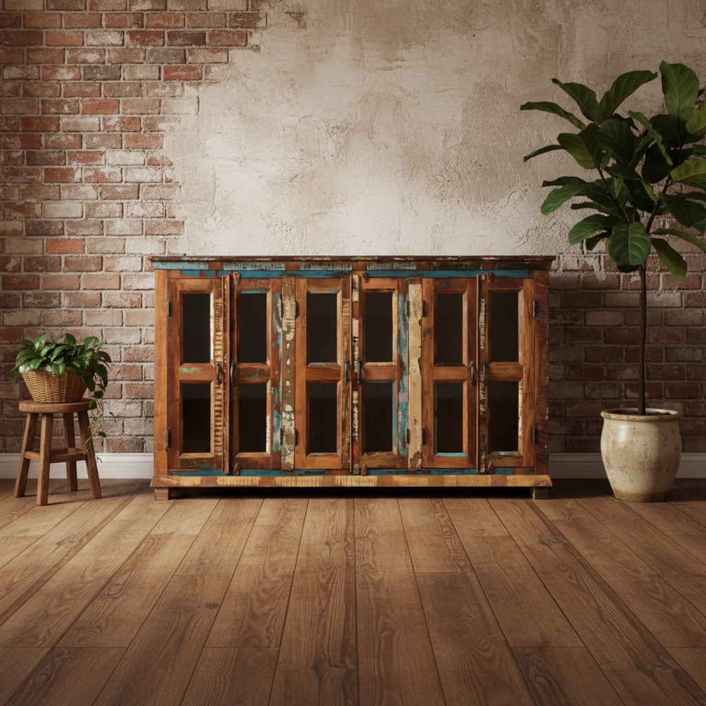 Lexington 6-Door Glass Sideboard, Recycled Multicolor